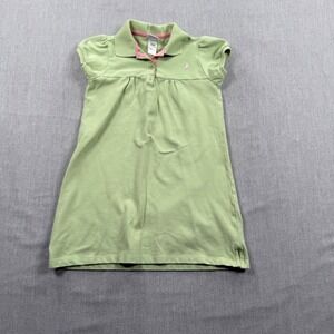 Little Me Girls Sage Green Polo Dress Floral Embroidery Pink Trim Size 5